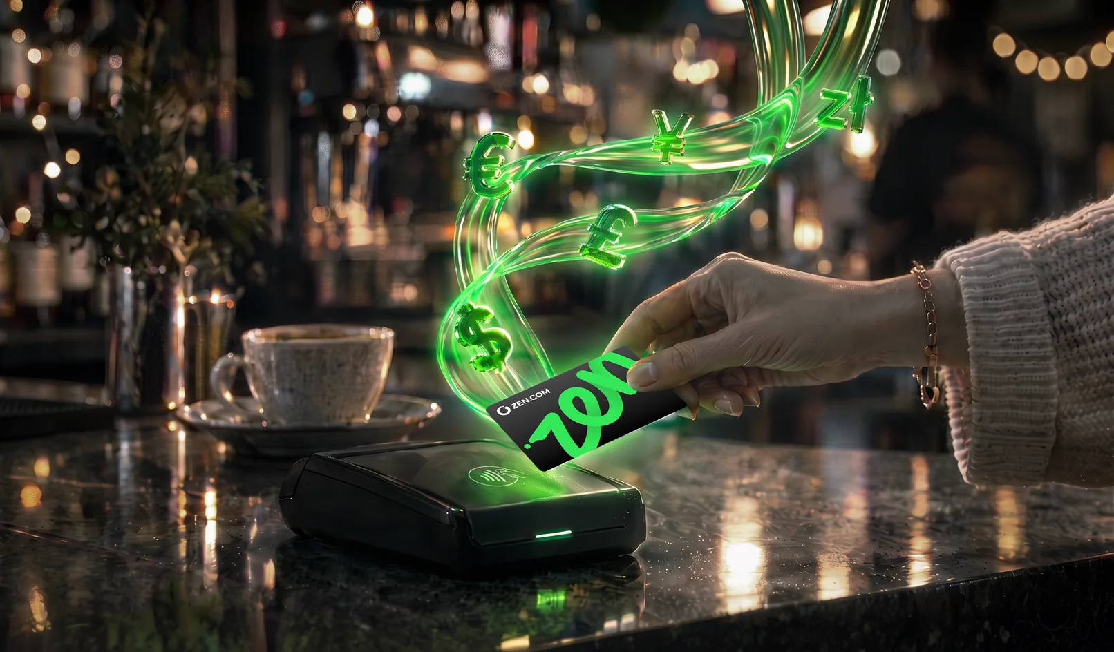 ZEN card tapped on a payment terminal